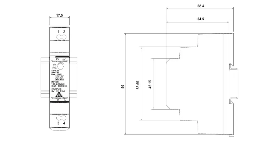 MEAN WELL Netzteil - 12V 15W Hutschiene – Bild 2