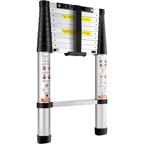 VEVOR 3,2m Teleskopleiter Rutschfester Klappleiter 48x9,5x76,5cm Stehleiter Ein-Knopf-Rückzug Mehrzweckleiter Aluminiumlegierung 170kg Belastbarkeit Ideal für Hausreparaturen Dekoration Wandanstrich – Bild 8
