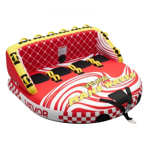 VEVOR Towable Tube für Boote, Wassersport-Schleppreifen für 4 Personen, bis 308 kg Tragfähigkeit, mit 2 Zugpunkten, Nylonhülle, Gepolsterten Griffen und Sicherheitsventil, für Seen, Flüsse, Rot VEVOR Towable Tube für Boote, Wassersport-Schleppreifen für 4 Personen, bis 308 kg Tragfähigkeit, mit 2 Zugpunkten, Nylonhülle, Gepolsterten Griffen und Sicherheitsventil, für Seen, Flüsse, Rot