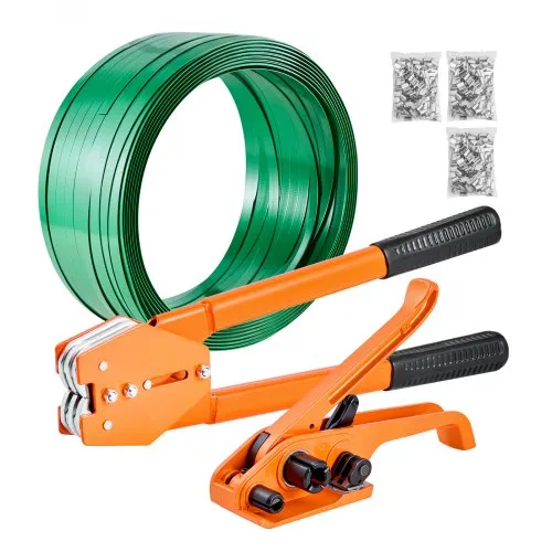 VEVOR 4 tlg. Umreifungsset mit Umreifungsband, Manuelle Umreifungsgerät mit 304,8 m PET Band, 300 Metallklammern & Schneider, Ideale Werkstattausstattung für Industrielle Verpackung, Transport & Lager VEVOR 4 tlg. Umreifungsset mit Umreifungsband, Manuelle Umreifungsgerät mit 304,8 m PET Band, 300 Metallklammern & Schneider, Ideale Werkstattausstattung für Industrielle Verpackung, Transport & Lager