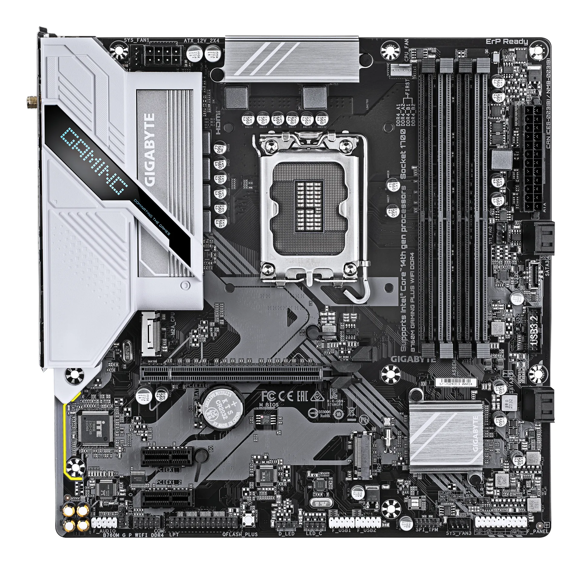 GIGABYTE B760M GAMING PLUS WIFI DDR4-Mainboard - Unterstützt 14. Gen. Intel Core CPUs, 4+1+1 Phasen VRM, bis zu 5333 MHz DDR4 (OC), 2xPCIe 4.0 M.2, Wi-Fi 6, 1 GbE LAN, USB 3.2 Gen 1 – Bild 2