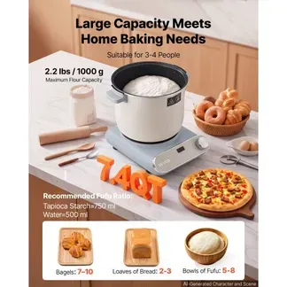 VEVOR Teigknetmaschine mit Gärfunktion 7 L Elektrische Teigmaschine 250 W für Pizza, Pasta, Sauerteig und Fufu, Antihaftbeschichteter Aluminiumtopf, Timer, Digitales Bedienfeld, bis zu 1000 g Mehl, VEVOR Teigknetmaschine mit Gärfunktion 7 L Elektrische Teigmaschine 250 W für Pizza, Pasta, Sauerteig und Fufu, Antihaftbeschichteter Aluminiumtopf, Timer, Digitales Bedienfeld, bis zu 1000 g Mehl,
