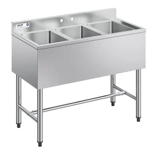 VEVOR Spülbecken mit 3 Becken & Spritzschutz & Effizientem Abfluss, Küchenspüle (978 x 470 x 838 mm), Küchenspüle für Restaurants Imbisswagen Privaten Gebrauch, Edelstahlspüle VEVOR Spülbecken mit 3 Becken & Spritzschutz & Effizientem Abfluss, Küchenspüle (978 x 470 x 838 mm), Küchenspüle für Restaurants Imbisswagen Privaten Gebrauch, Edelstahlspüle