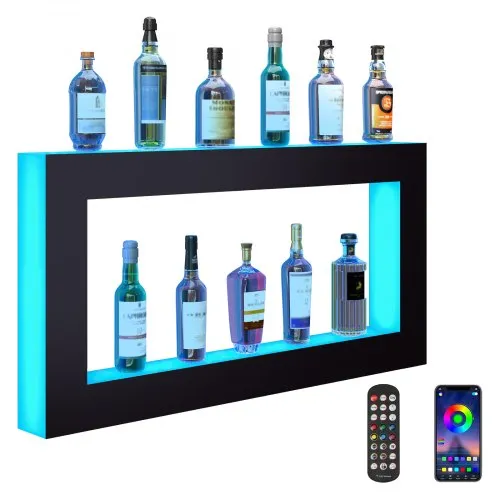 VEVOR Barregal Weinregal, LED-beleuchtetes Hausbarregal mit RF-Fernbedienung und App-Steuerung, 2 stufiges Getränkebeleuchtungsregal aus Acryl, 1210 x 600 x 114 mm Weinflaschenständer, quadratisch VEVOR Barregal Weinregal, LED-beleuchtetes Hausbarregal mit RF-Fernbedienung und App-Steuerung, 2 stufiges Getränkebeleuchtungsregal aus Acryl, 1210 x 600 x 114 mm Weinflaschenständer, quadratisch