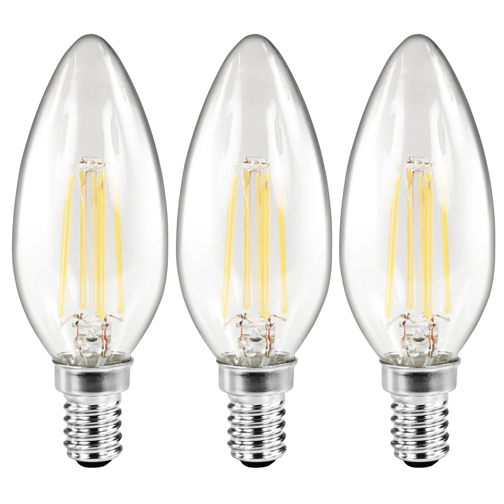 LED Filament Set McShine, 3x Kerzenlampe, E14, 2W, 260lm, warmweiß, klar LED Filament Set McShine, 3x Kerzenlampe, E14, 2W, 260lm, warmweiß, klar
