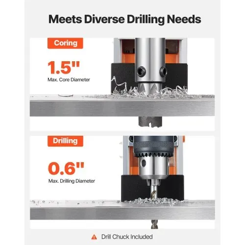 VEVOR Magnetbohrmaschine 1200 W 38 mm Bohrdurchmesser, 10000 N Power Mag Bohranlage, 900 U/min Drehzahlen mit Weldonschaft & effizienter Kühlung, für Metalloberflächen Industrie Heimwerker – Bild 2