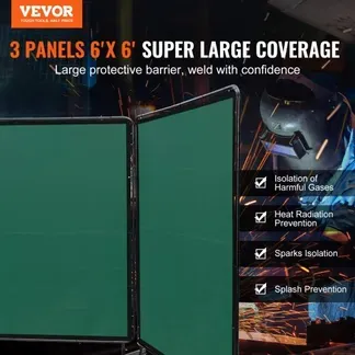 VEVOR 3-Panel-Schweißvorhang 1,8 x 1,8m Schweißschutzvorhang aus Flammhemmendem Vinyl Schweißschutzwand mit 6 Schwenkrädern und einem 6-stufigen UV-Schutz Schweißerdecke Schweißschutz Grün VEVOR 3-Panel-Schweißvorhang 1,8 x 1,8m Schweißschutzvorhang aus Flammhemmendem Vinyl Schweißschutzwand mit 6 Schwenkrädern und einem 6-stufigen UV-Schutz Schweißerdecke Schweißschutz Grün