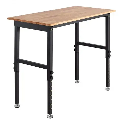 VEVOR Werkbank, 680 kg, Werkstatttisch 122x60 cm große Arbeitsplatte aus Eichenholz, Arbeitstisch mit 67–102 cm Höhenverstellung, Werktisch für Garage, Werkstatt, Zuhause, Büro & Gewerbe – Bild 8