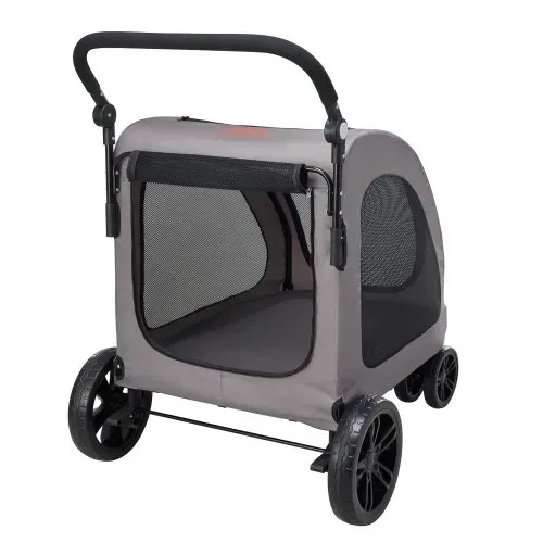VEVOR Hundebuggy 79x91x113 cm, Hundewagen 4 Räder mit Bremsen, Hundetrolley, Hundetrolley bis 73 kg Tragkraft, atmungsaktive Netzfenster, einstellbare Höhe, 600D Oxford-Gewebe, für Hunde, Haustiere – Bild 9