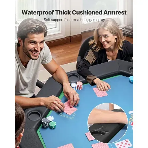 VEVOR klappbarer Pokertisch für 8 Spieler (1325 mm) Kasino-Freizeittisch mit gepolsterten Schienen & Getränkehaltern, achteckige tragbare Spieltische mit Filz- und Metallbeinen Texas Hold’em Poker – Bild 3
