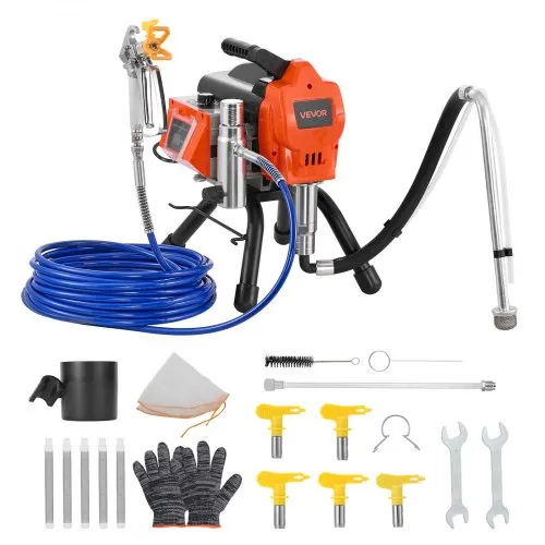 VEVOR Airless-Farbspritzgerät Sprühgerät 1500 W 3300 psi, 2,65 L/min Farbsprühsystem mit Reinigungsbürste & Schlauch & Verlängerungsstange & Düsen, Farbsprühgerät für Wohnungen, Gebäude VEVOR Airless-Farbspritzgerät Sprühgerät 1500 W 3300 psi, 2,65 L/min Farbsprühsystem mit Reinigungsbürste & Schlauch & Verlängerungsstange & Düsen, Farbsprühgerät für Wohnungen, Gebäude