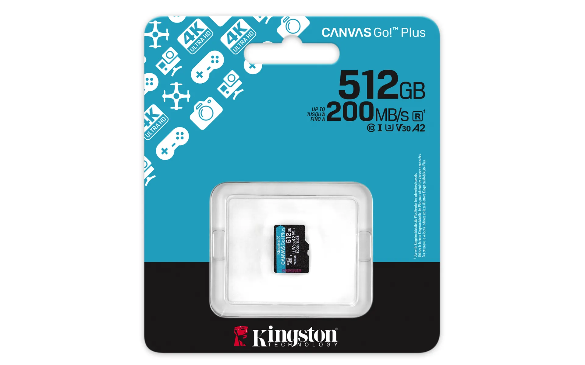 Kingston Technology 512GB microSDXC Canvas Go Plus Gen4 200R A2 U3 Einzelpaket ohne ADP – Bild 3