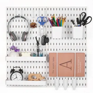 VEVOR Werkzeugwand, 28 x 28 cm, 4er-Set, Kunststoff-Stecktafel-Wand-Organizer-Set mit Zubehör, für Garage, Werkzeugaufbewahrung, Küche, Wohnzimmer, Bastelraum, Büro, Badezimmer, Zuhause, weiß VEVOR Werkzeugwand, 28 x 28 cm, 4er-Set, Kunststoff-Stecktafel-Wand-Organizer-Set mit Zubehör, für Garage, Werkzeugaufbewahrung, Küche, Wohnzimmer, Bastelraum, Büro, Badezimmer, Zuhause, weiß