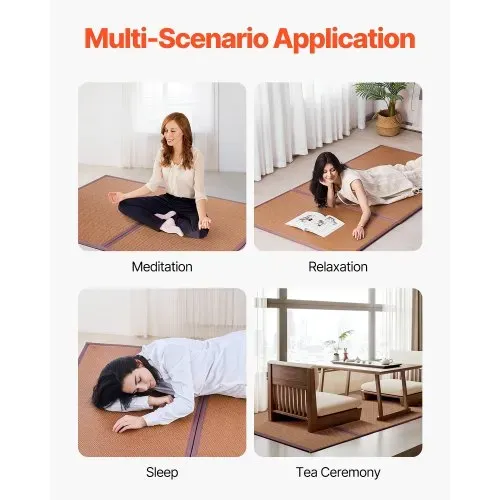 VEVOR japanische Tatami Matte faltbare Tatami-Matratze aus Rattan (2032 x 990 mm), klappbare Bodenmatratze rutschfeste Schlafmatte zum Schlafen Meditieren Yoga Entspannung, leicht zu reinigen – Bild 6