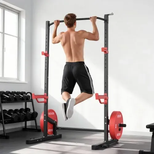 VEVOR Power Cage Squat Rack 454 kg Belastbar, multifunktionales Power Rack für Heimfitnessstudio mit 4 Bandhalterungen & verstellbarem J-Haken & Sicherheitsstangen für Klimmzüge mit Langhantel – Bild 7