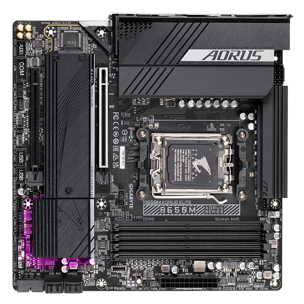 GIGABYTE B650M AORUS ELITE Mainboard – Unterstützt AMD Ryzen 9000 CPUs, 12+2+2 Phasen VRM, bis zu 8000 MHz DDR5, 1xPCIe 5.0 + 1xPCIe 4.0 M.2, 2.5GbE LAN, USB 3.2 Gen 2x2 – Bild 3