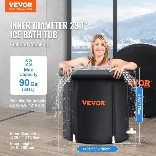 VEVOR Eisbadewanne, 80 cm langes Tauchbecken für Kaltwassertherapie für Sportler, tragbares Outdoor-Eisfass-Tauchbecken zur Erholung, 341 aufblasbare Faltbadewanne mit Abdeckung VEVOR Eisbadewanne, 80 cm langes Tauchbecken für Kaltwassertherapie für Sportler, tragbares Outdoor-Eisfass-Tauchbecken zur Erholung, 341 aufblasbare Faltbadewanne mit Abdeckung
