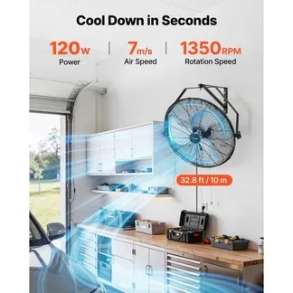 VEVOR 2x 120W Industrieller Wandventilator 60 cm, 7 m/s Oszillierender Wandlüfter mit 3 Stufen & Verstellbarem Neigungswinkel, Gewerblicher Industrieventilator für Werkstatt Garage Lager Gym, Schwarz VEVOR 2x 120W Industrieller Wandventilator 60 cm, 7 m/s Oszillierender Wandlüfter mit 3 Stufen & Verstellbarem Neigungswinkel, Gewerblicher Industrieventilator für Werkstatt Garage Lager Gym, Schwarz