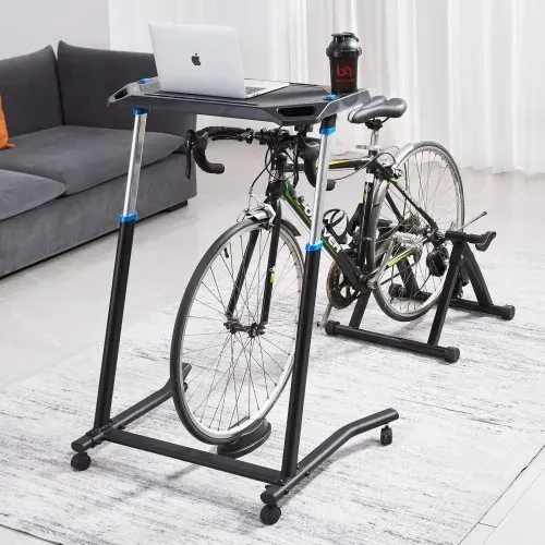 VEVOR Fahrradtisch stationärer faltbarer verstellbarer Fahrradtrainer- und Laufbandtisch mit feststellbaren Rädern, rutschfester Fitnesstisch mit mehreren Steckplätzen für Fahrradtrainer und Lenker – Bild 7