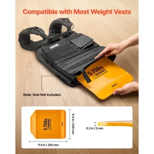 VEVOR Gewichtsplatten für Gewichtswesten 5,2 kg Set (2 x 2,6 kg), Gebogene Gewichtswestenplatten für WODs & Funktionelles Training, Ergonomisches Zusatzgewicht für Krafttraining, Laufen und Fitness – Bild 3