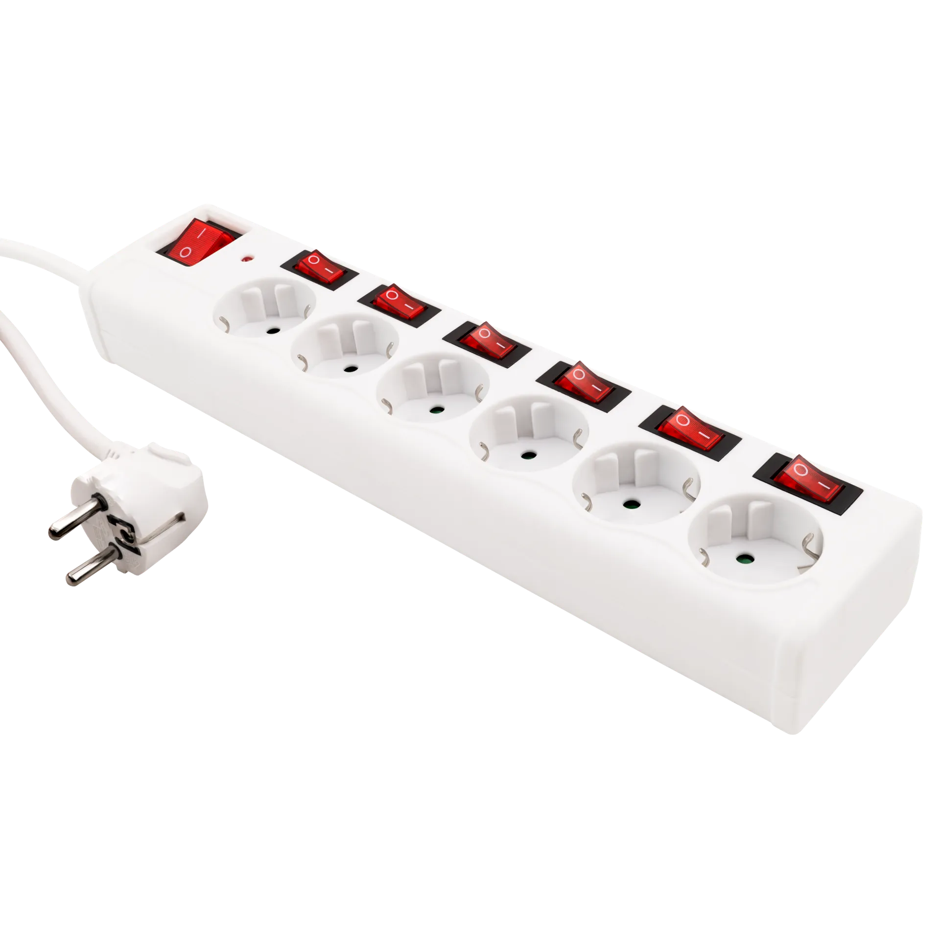 Steckdosenleiste McPower, 6-fach mit Einzelschaltung, Überspannungsschutz, weiß Steckdosenleiste McPower, 6-fach mit Einzelschaltung, Überspannungsschutz, weiß