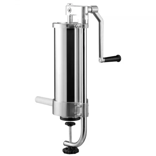 VEVOR Manueller Wurstfüller Wurstfüllmaschine 3 L, Edelstahl + Aluminium Professionelle Silberne Wurstmaschine inkl. 16 / 19 / 22 mm Füllrohre, Vertikale Wurstpresse mit Tischklemme Hausgemacht – Bild 9