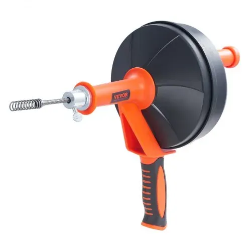 VEVOR Rohrreinigungsspirale 0,6x762cm Federstahlkabel Abflussreiniger mit Trommel Manuell & Elektrisch Manuelle Zufuhr Rohrreinigungswelle Rohrreinigungsgerät Ideal für WC Abwasserkanal Bodenabfluss – Bild 9