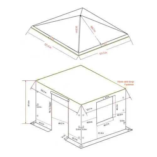 VEVOR Winterabdeckung, passend für 3,05 x 3,05 m Pavillon, Ersatzabdeckung mit Seitenwänden & Netzfenstern, PE-Material, Lagerschutzabdeckungen, Pavillons nicht im Lieferumfang enthalten – Bild 6