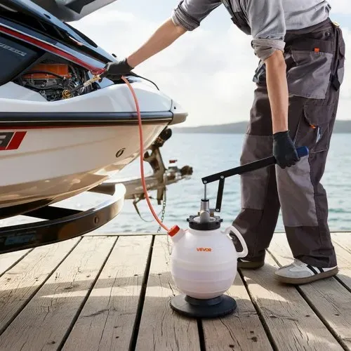 VEVOR Getriebeölpumpe, 7,5 L Fassungsvermögen, Manuelles ATF-Öleinfüllgerät mit 8 ATF-Adaptern & 120 cm Auslass, Ölabsaugpumpe mit HDPE-Tank für Autos & Rasenmäher – Bild 7