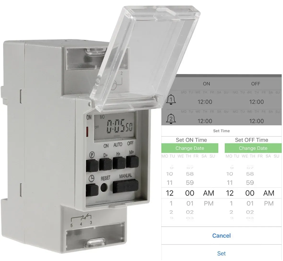 digitale Wochen-Zeitschaltuhr für Schalttafel-Einbau, 230V, mit Bluetooth digitale Wochen-Zeitschaltuhr für Schalttafel-Einbau, 230V, mit Bluetooth