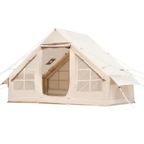 VEVOR Aufblasbare Zelte für Camping 3x2x2m, 3–5 Personen, 300D Oxford 4-Jahreszeiten-Glamping-Zelt mit Handpumpe, Ofenanschluss, 2 Türen & 2 Netzfenstern, inkl. Aufbewahrungstasche für Transport – Bild 9