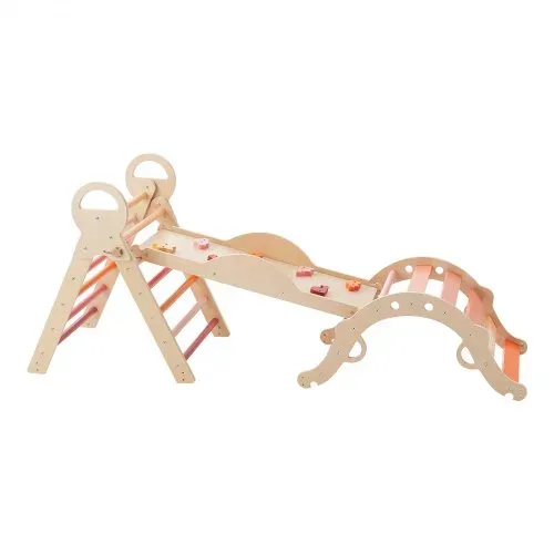 VEVOR Kletterdreieck, 9-in-1 Kletterspielzeug, mit Holzautos, Kissen, Kletterdreieck, Rutsche & Kletterbogen, bis 68 kg, Montessori Indoor Spielset für Kinder im Alter von 1 bis 3 Jahren, Orange – Bild 9