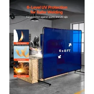 VEVOR Schweißvorhang, 1740×2340 mm Schweißschutzwand, flammhemmende Vinyl-Schweißschutzwand mit feststellbaren Schwenkrädern und 6-stufigem UV-Schutz für Werkstatt-/Industrieeinsatz, Blau VEVOR Schweißvorhang, 1740×2340 mm Schweißschutzwand, flammhemmende Vinyl-Schweißschutzwand mit feststellbaren Schwenkrädern und 6-stufigem UV-Schutz für Werkstatt-/Industrieeinsatz, Blau