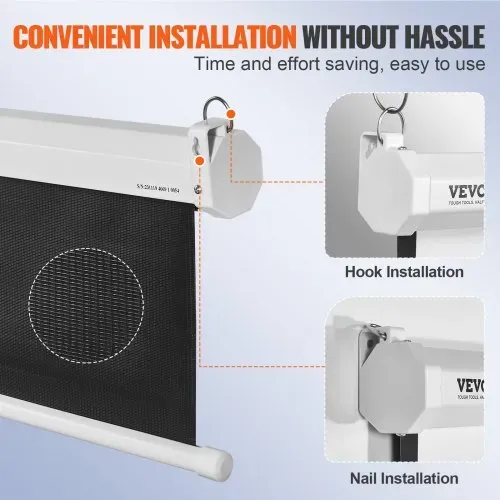 VEVOR Projektion Beamer Leinwand 254 cm HD 4K Outdoor Indoor Manuelle Projektor Screen Schnelles Klappbare Tragbare Filmleinwand 16: 9 für Heimkino, Camping und Freizeitveranstaltungen Schwarz – Bild 4
