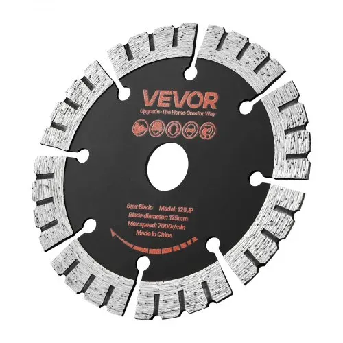VEVOR 5 Stk. Diamanttrennscheiben 125mm, Diamant-Sägeblätter mit 20mm Bohrung & 14,5mm Segmenthöhe, Max. 7500 U/min Diamantscheiben für Trocken/Nass Schneiden, Trennscheibe für Beton Mauerwerk Stein – Bild 8