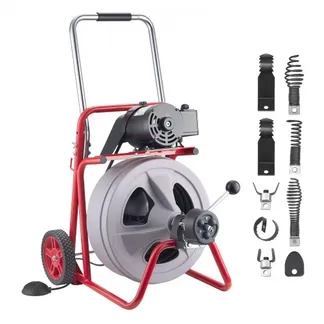 VEVOR Rohrreinigungsmaschine 30 m x 13 mm, Rohrreinigungsgerät mit Automatischem Vorschub, 8 Schneidwerkzeugen & Pneumatischem Fußschalter, Rohrreiniger für Rohrdurchmesser von 50 bis 150 mm VEVOR Rohrreinigungsmaschine 30 m x 13 mm, Rohrreinigungsgerät mit Automatischem Vorschub, 8 Schneidwerkzeugen & Pneumatischem Fußschalter, Rohrreiniger für Rohrdurchmesser von 50 bis 150 mm