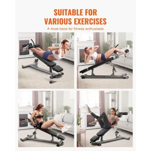 VEVOR Sit Up Bank Bauchmuskelbank 4-stufig Höhenverstellbar (1630 x 620 x 1055 cm) Rückentrainer (454 kg belastbar) für Heimtraining im Fitnessstudio Krafttraining Ganzkörpermuskeltraining – Bild 5