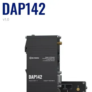 Teltonika · Accesspoint · DAP142 · 2×1 · Wi-Fi 4 · 300Mbit · 2x 10/100 · DIN Rail · RS232 Teltonika · Accesspoint · DAP142 · 2×1 · Wi-Fi 4 · 300Mbit · 2x 10/100 · DIN Rail · RS232