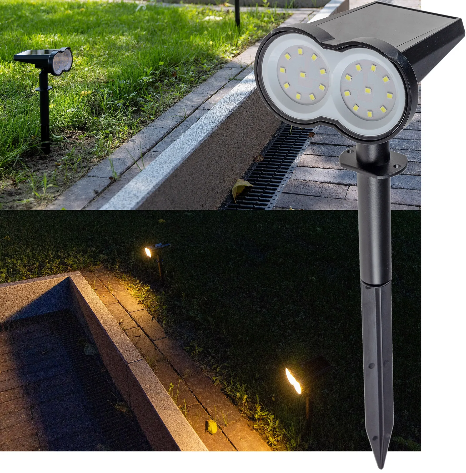 LED Solar Gartenstrahler mit Erdspieß 80lm, Dämmerungssensor, IP65 LED Solar Gartenstrahler mit Erdspieß 80lm, Dämmerungssensor, IP65