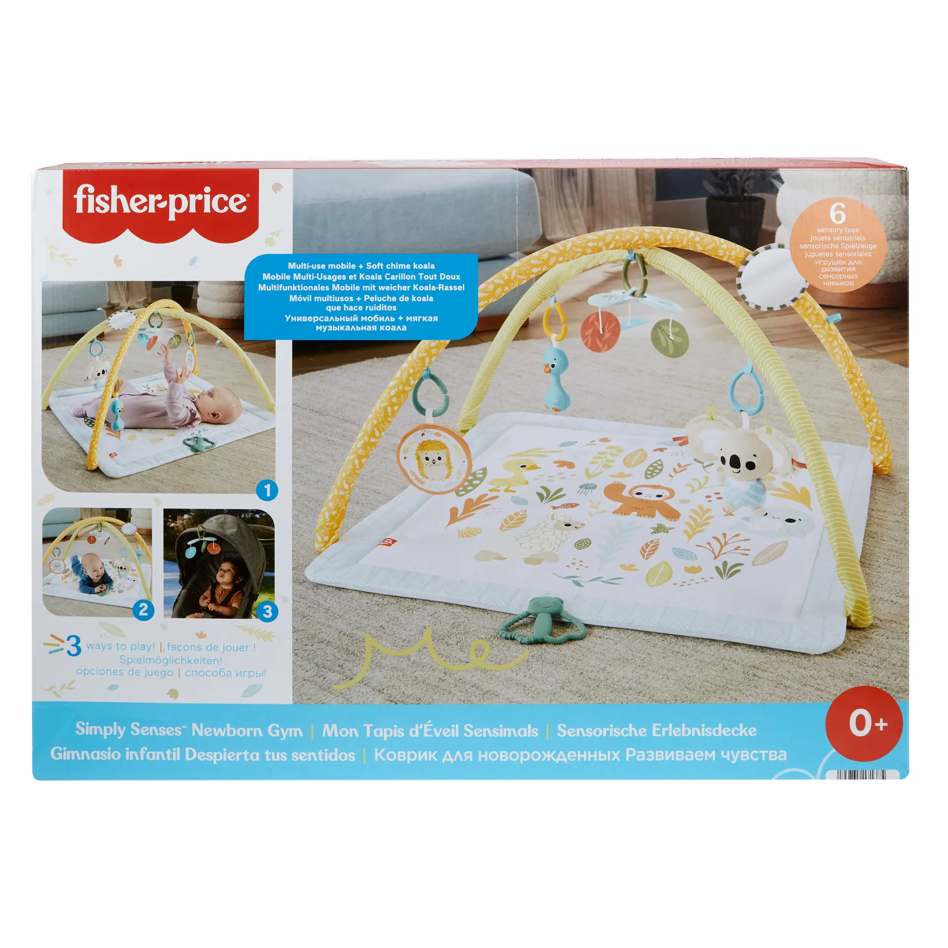 Fisher-Price Sensimals Simply Senses sensorische Erlebnisdecke Spielmatte für Babys mit 6 sensorischen Spielzeugen – Bild 7