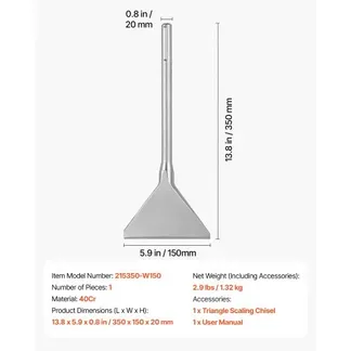 VEVOR SDS-Max Breitmeißel, 35×15 cm Spatmeißel mit SDS-Max-Schaft, Kompatibel mit Bohrhämmern, Wärmebehandelter 40Cr-Legierungsstahl, zum Entfernen von Laminatböden, Fliesen & Mörtel VEVOR SDS-Max Breitmeißel, 35×15 cm Spatmeißel mit SDS-Max-Schaft, Kompatibel mit Bohrhämmern, Wärmebehandelter 40Cr-Legierungsstahl, zum Entfernen von Laminatböden, Fliesen & Mörtel