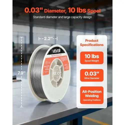 VEVOR Fülldraht 0,8 mm, MIG Schweißdraht E71T-11, 4,5 kg Gaslose Drahtrolle für Baustahl mit Geringer Spritzerbildung für Alle Schweißpositionen, Selbstschützend für den Außeneinsatz, 1 Stk. VEVOR Fülldraht 0,8 mm, MIG Schweißdraht E71T-11, 4,5 kg Gaslose Drahtrolle für Baustahl mit Geringer Spritzerbildung für Alle Schweißpositionen, Selbstschützend für den Außeneinsatz, 1 Stk.