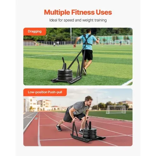 VEVOR Gewichtsschlitten Kraftschlitten Fitness Krafttrainingsschlitten zur Verbesserung der Geschwindigkeit bei sportlichen Übungen, Fitnessgerät mit Griff, kompatibel mit 25/51 mm Gewichtsscheiben – Bild 2