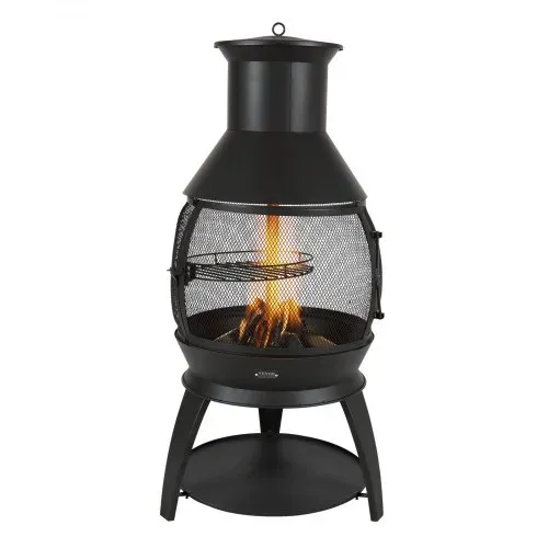 VEVOR Gartenkamin, φ500x1100mm Terrassenofen, Aztekenofen aus Eisen zum Grillen & Wärmen, Chimenea Feuerstelle mit Grillgitter, Kaminmantel & rostfreiem Kamindeckel, für Terrasse, Garten, Hinterhof – Bild 8