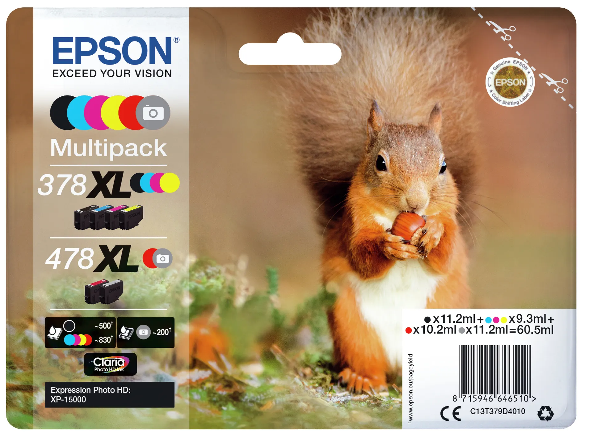 Epson Squirrel Multipack 6-colours 378XL / 478XL Claria Photo HD Ink – Bild 2