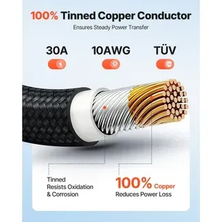 VEVOR Solarkabel Verlängerung 9,14 m, 10 AWG, Solarverlängerungskabel mit Flammhemmender Schutzhülle, Weibliche & Männliche Steckverbinder, IP67, PV-Kabel, für Auto, Wohnmobil, Schwarz & Rot VEVOR Solarkabel Verlängerung 9,14 m, 10 AWG, Solarverlängerungskabel mit Flammhemmender Schutzhülle, Weibliche & Männliche Steckverbinder, IP67, PV-Kabel, für Auto, Wohnmobil, Schwarz & Rot