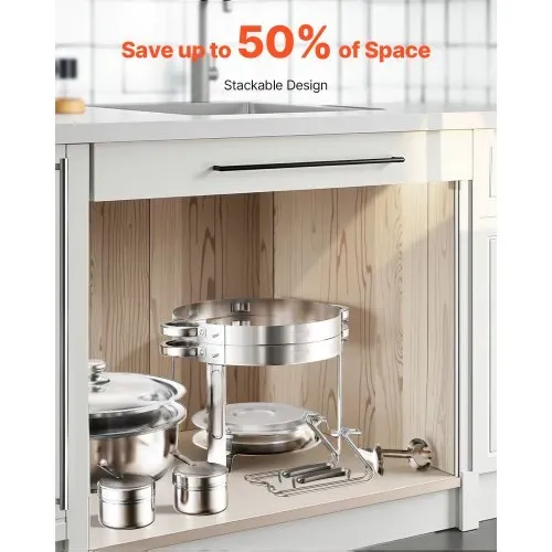 VEVOR Chafing Dish Buffet Speisenwärmer mit 2 Behältern in voller Größe (4,7 L pro), runder Catering-Wärmespender mit Deckel & Brennstoffhalter & Wasserpfanne, für Hochzeiten Partys Silber – Bild 6