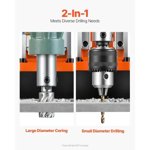 VEVOR Magnetbohrmaschine, 1550-W-Motor, Magnetbohrer 50 mm Kernbohrdurchmesser, 13000 N Magnetkraft, Drehzahlregelung 0–550 U/min, Kernbohrmaschine für Metalloberflächen, Heimwerkerbedarf – Bild 2