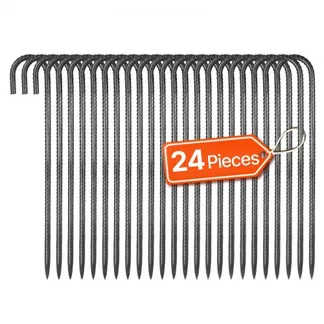 VEVOR Bodenanker, 406,4 mm, J-Typ mit 10 mm Durchmesser, verzinkte Zeltheringe, Erdanker, Erdnägel, Heringe, für Zelten, Vordächern, Camping, Trampolin, Blumenständer (24er-Pack) VEVOR Bodenanker, 406,4 mm, J-Typ mit 10 mm Durchmesser, verzinkte Zeltheringe, Erdanker, Erdnägel, Heringe, für Zelten, Vordächern, Camping, Trampolin, Blumenständer (24er-Pack)