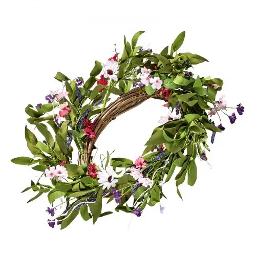 VEVOR Künstlicher Dekokranz, 55,88 cm, Rosa/Grün, verziert mit Gänseblümchen, Schleierkraut, Knospen, Türkranz für alle Jahreszeiten, als Dekoration für Zuhause, Wände, Fenster, Festivals & Hochzeiten – Bild 9